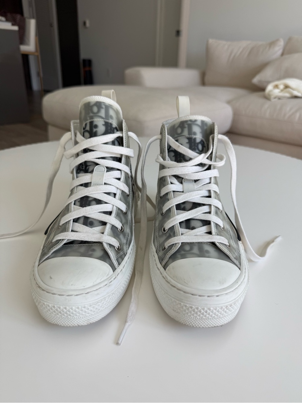 Dior Gray Monogram High-Top Women’s Sneakers - Picture 4 of 5